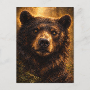 Cartão Postal Madeira Dourada   Arte de Vida Selvagem de Urso   