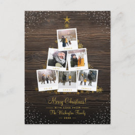 Cartão Postal Madeira Rústica & Dourado | Colagem de Fotos de Ár