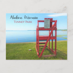 Cartão Postal Madison, Wisconsin Tenney Park Red Lifeguard.