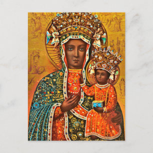 Cartão Postal Madona de Czestochowa Mary Católica Polonesa