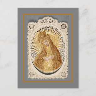 Cartão Postal Madona de Vilnius em Oração ... arte fina