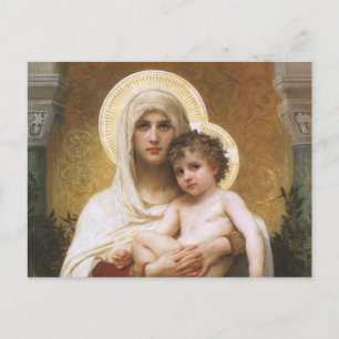 Cartão Postal Madona dos Rosas de Bouguereau