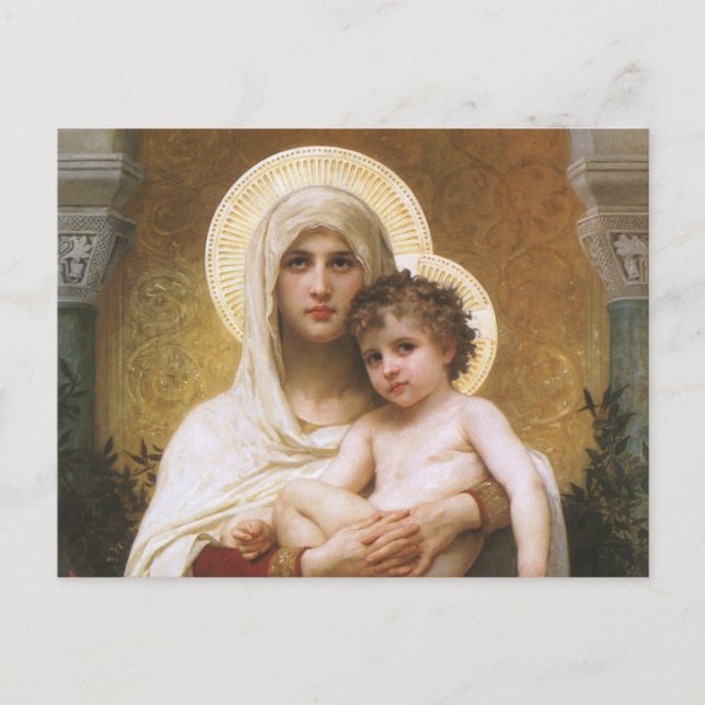 Cartão Postal Madona dos Rosas de Bouguereau (Frente)