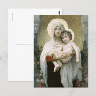 Cartão Postal Madona dos Rosas por William-Adolphe Bouguereau