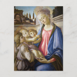 Cartão Postal Madona e Menino com Dois Anjos por Botticelli