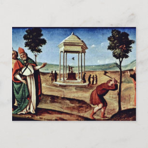 Cartão Postal Madona entronizada São Pedro São João Batista,