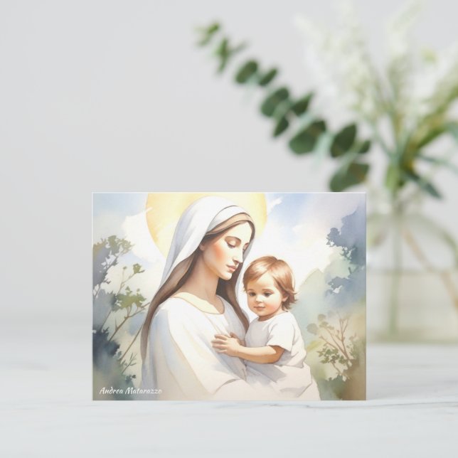 Cartão Postal Madonna com Child Jesus (Em pé/Frente)