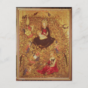 Cartão Postal Madonna com um Rosa Bush