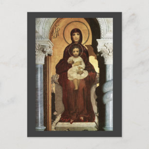 Cartão Postal Madonna e Bebê Jesus no Trono