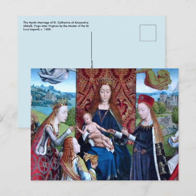 Cartão Postal Madonna e Child com 3 Santos (detalhe; M 070) (Frente/Verso)