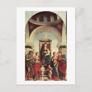 Cartão Postal Madonna e Child com Santos