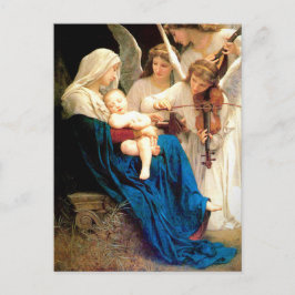 Cartão Postal Madonna e Criança com Cartaz de Natal Angels