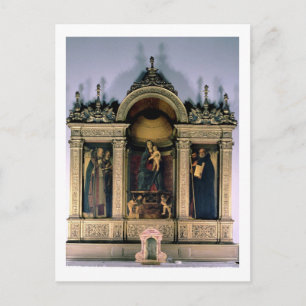 Cartão Postal Madonna e Criança e Santos (altórica triptych)