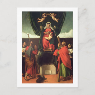 Cartão Postal Madonna e Criança Enthroned com Quatro Santos, 15
