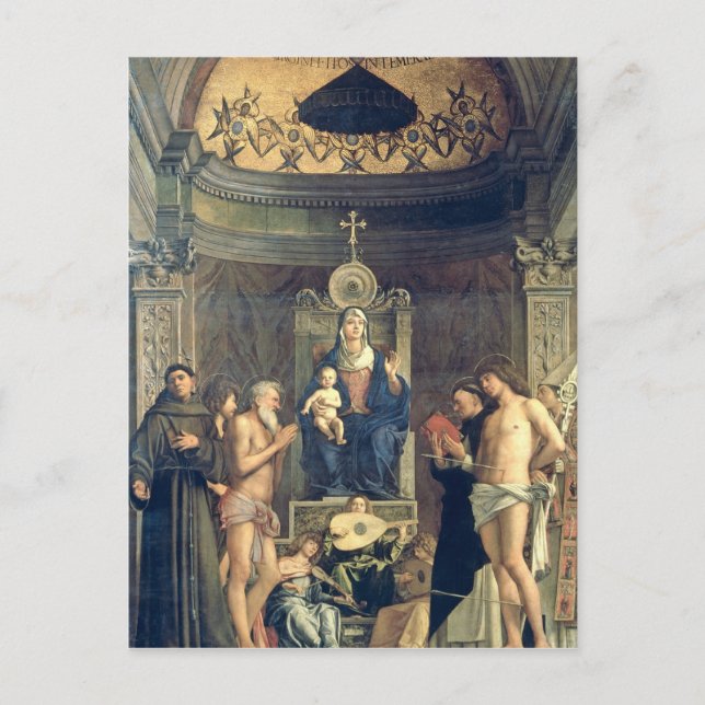 Cartão Postal Madonna e Criança entronizados entre SS. Francis,  (Frente)