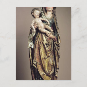 Cartão Postal Madonna e Criança, Escultura de Madeira