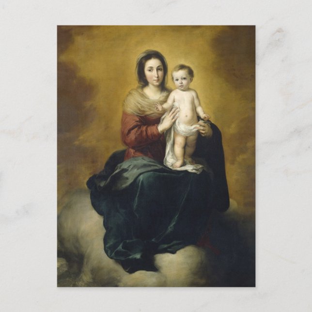 Cartão Postal Madonna e Criança por Bartolome Esteban Murillo (Frente)