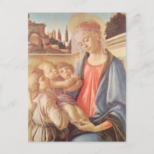 Cartão Postal Madonna e dois anjos de Botticelli