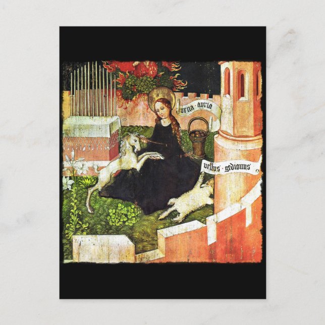 Cartão Postal Madonna Holding White Unicorn (Frente)