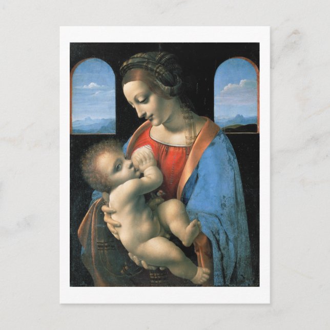 Cartão Postal Madonna Litta, Leonardo da Vinci, 1490-1491 (Frente)