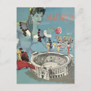 Cartão Postal Madrid, Cartão-postal de Viagens vintage Espanha