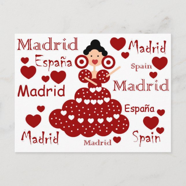 Cartão Postal Madrid España muñeca flamenca (Frente)