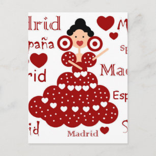 Cartão Postal Madrid España muñeca flamenca