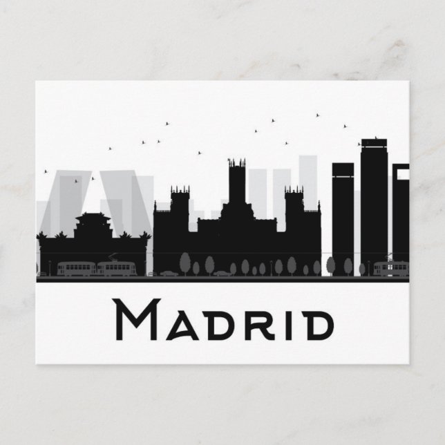Cartão Postal Madrid, Espanha | Paisagem urbana da cidade em pre (Frente)