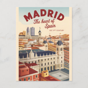 Cartão Postal Madrid Espanha Silhueta Urbana Retro Viagem