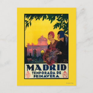 Cartão Postal Madrid no poster do promocional do viagem da
