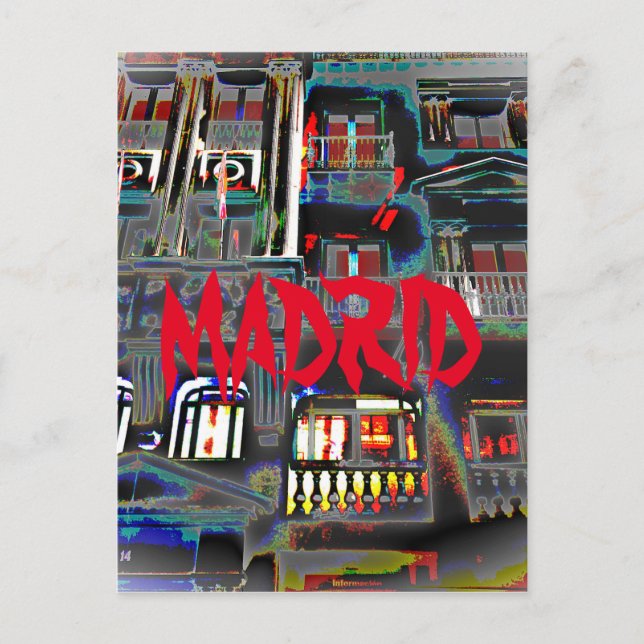 Cartão Postal Madrid por la noche en la Gran Vía (España) (Frente)