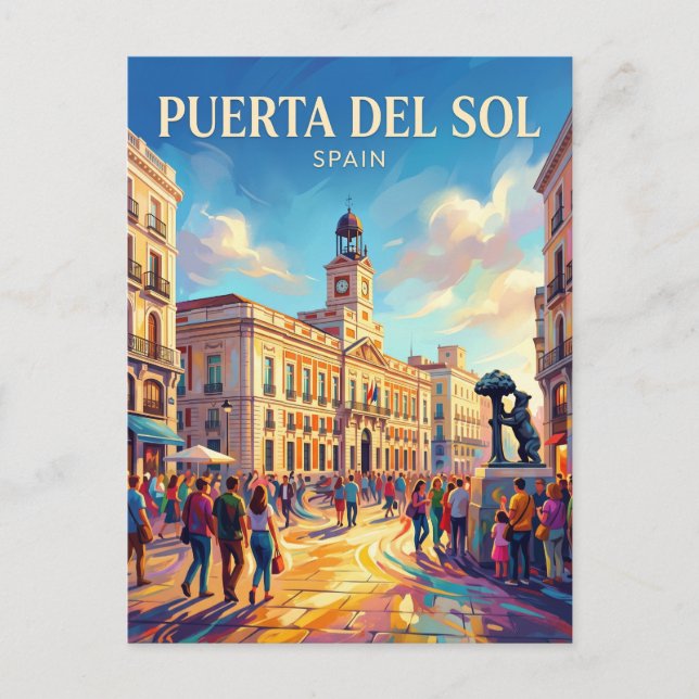 Cartão Postal Madrid - Puerta del Sol Espanha (Frente)