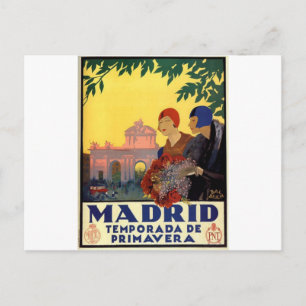 Cartão Postal Madrid Temporada de Primavera - Vintage Art Poster