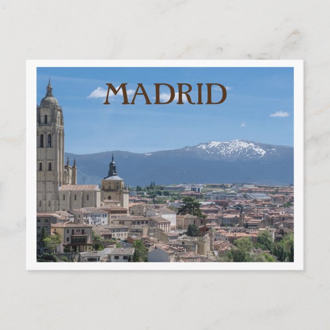 Cartão Postal Madrid, Vista da Cidade Espanha com Montanhas (Frente)