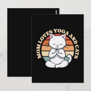 Cartão Postal Mãe Ama Gatos e Yoga