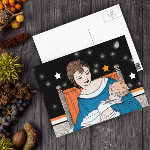 Cartão Postal Mãe Amorosa Vintage Estrelas Bebê Dia das Mães