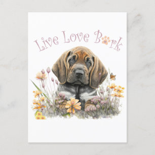 Cartão Postal Mãe Cachorro Bloodhound Floral