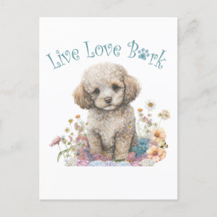 Cartão Postal Mãe Cachorro Poodle Floral