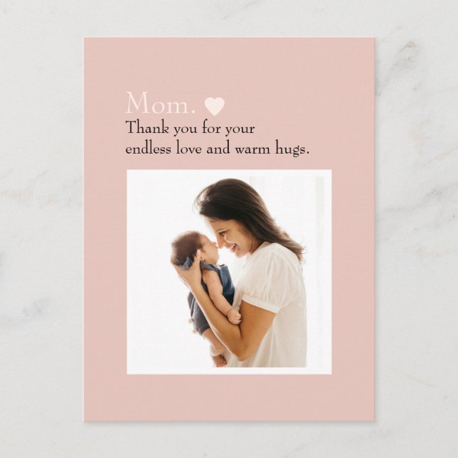 Cartão Postal "Mãe" com Coração e Mensagem Personalizada - (Frente)