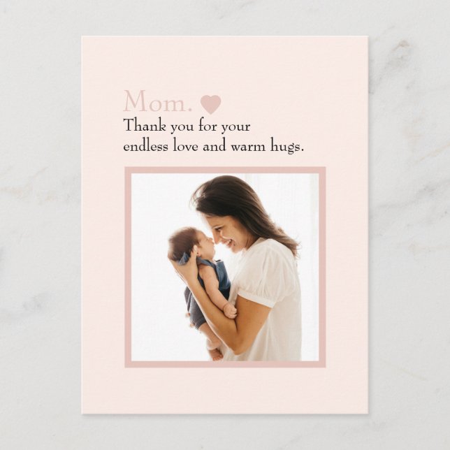 Cartão Postal "Mãe" com Coração e Mensagem Personalizada - (Frente)