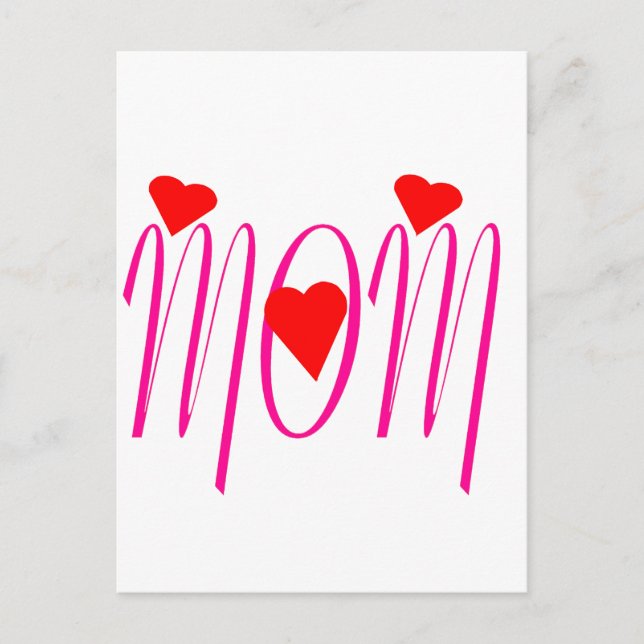 Cartão Postal Mãe com Corações Vermelhos (Frente)