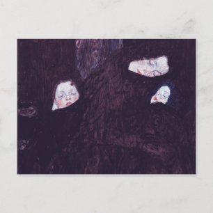 Cartão Postal Mãe com duas crianças pintando por Gustav Klimt