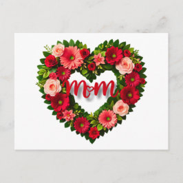 Cartão Postal "Mãe" Coração de Flores