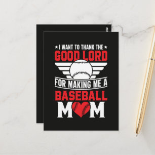 Cartão Postal Mãe de Beisebol Mãe de Dia de Jogo de Esportes