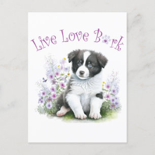 Cartão Postal Mãe de Border Collie Floral