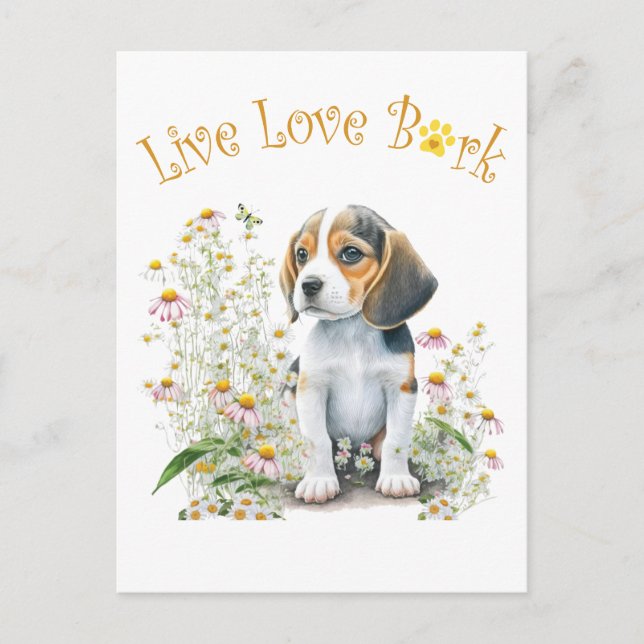 Cartão Postal Mãe de Cachorro Beagle Floral (Frente)