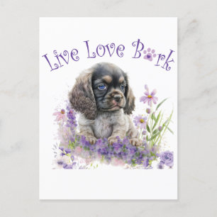 Cartão Postal Mãe de Cachorro Cocker Spaniel Floral