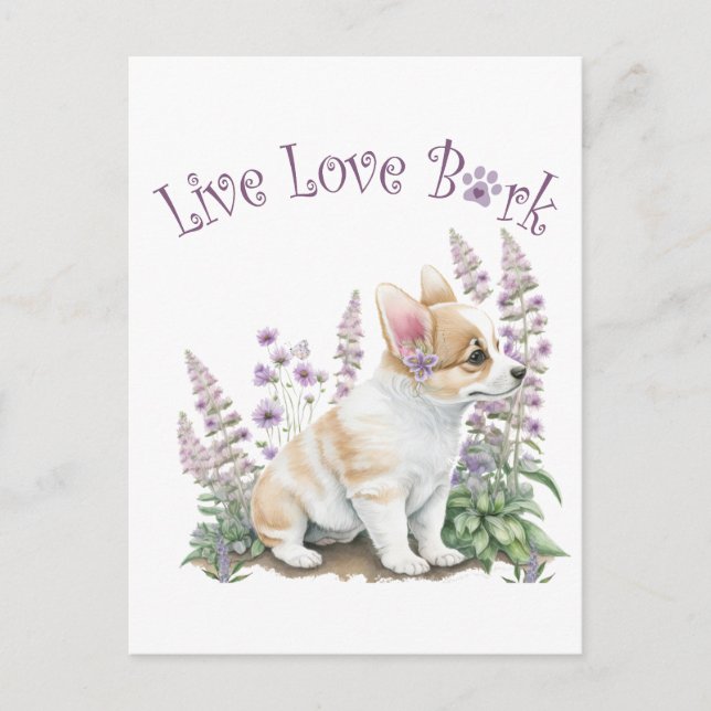 Cartão Postal Mãe de Cachorro Corgi Floral (Frente)