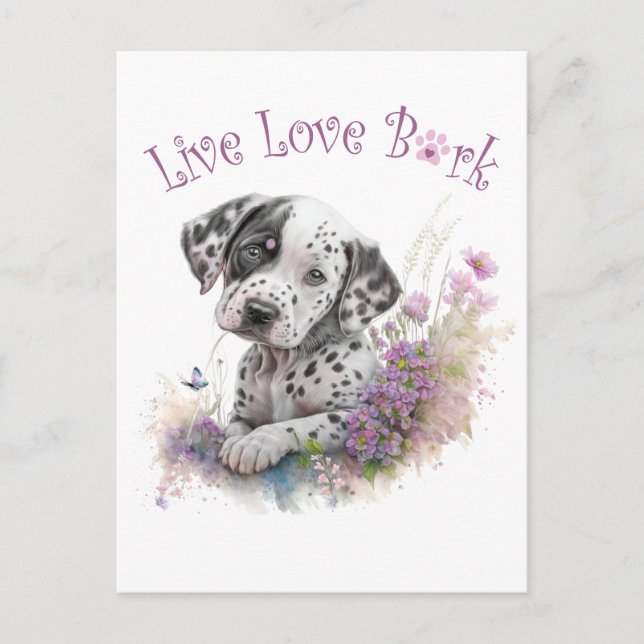 Cartão Postal Mãe de Cachorro Dálmata Floral (Frente)