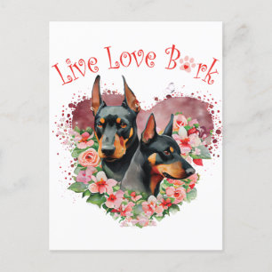 Cartão Postal Mãe de Cachorro Doberman Floral